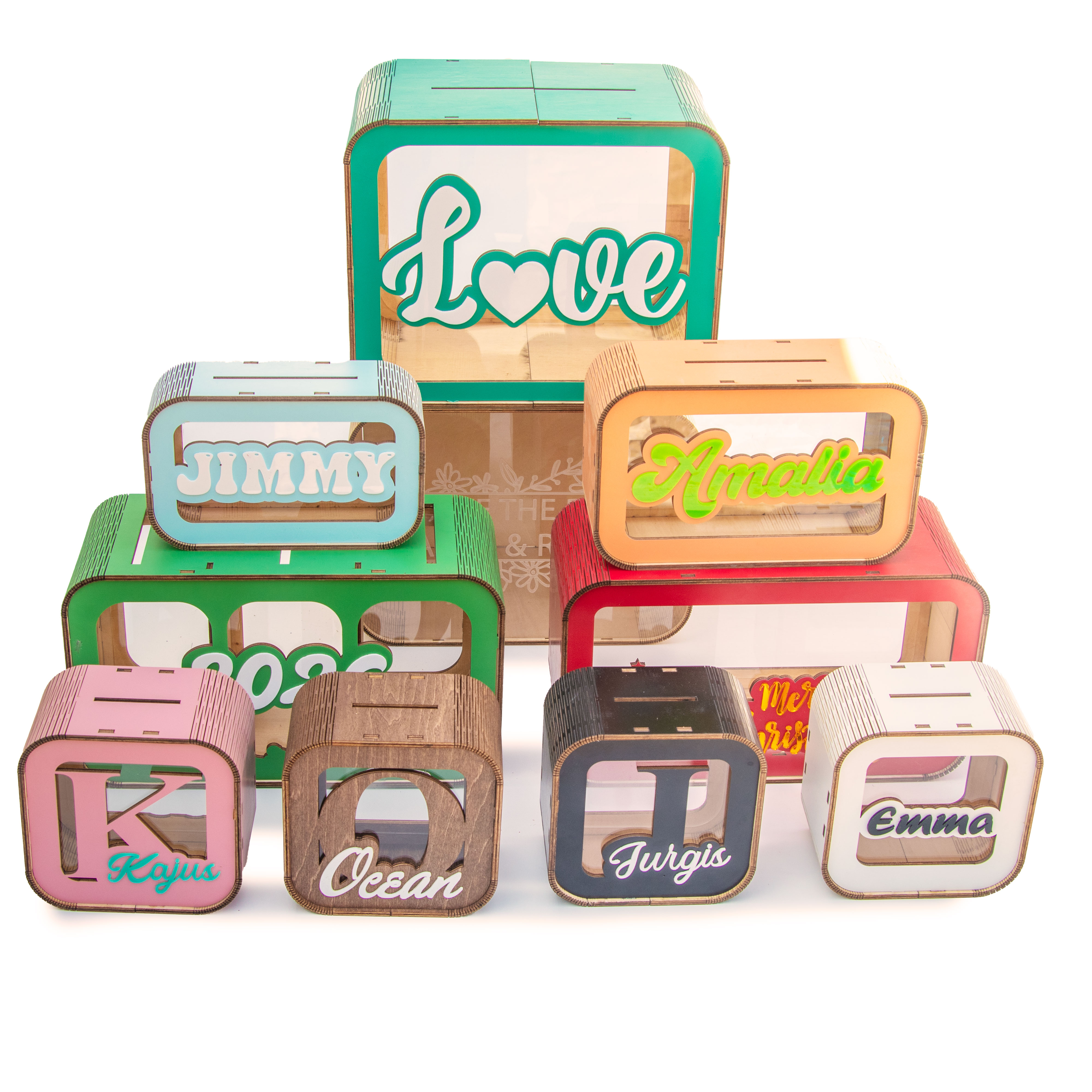 木制存钱罐-定制亚克力名字