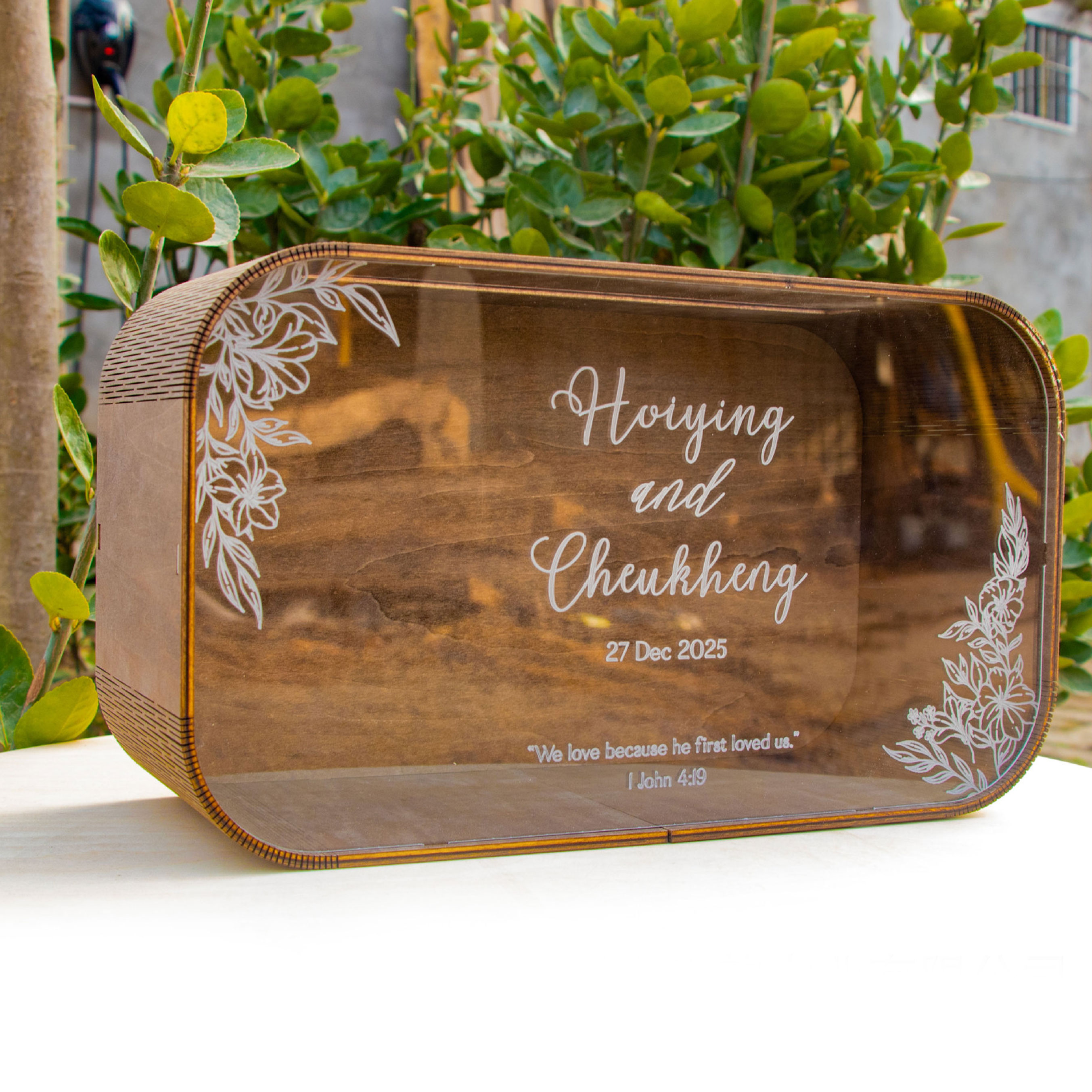 定制婚礼卡片盒-28cm，激光雕刻