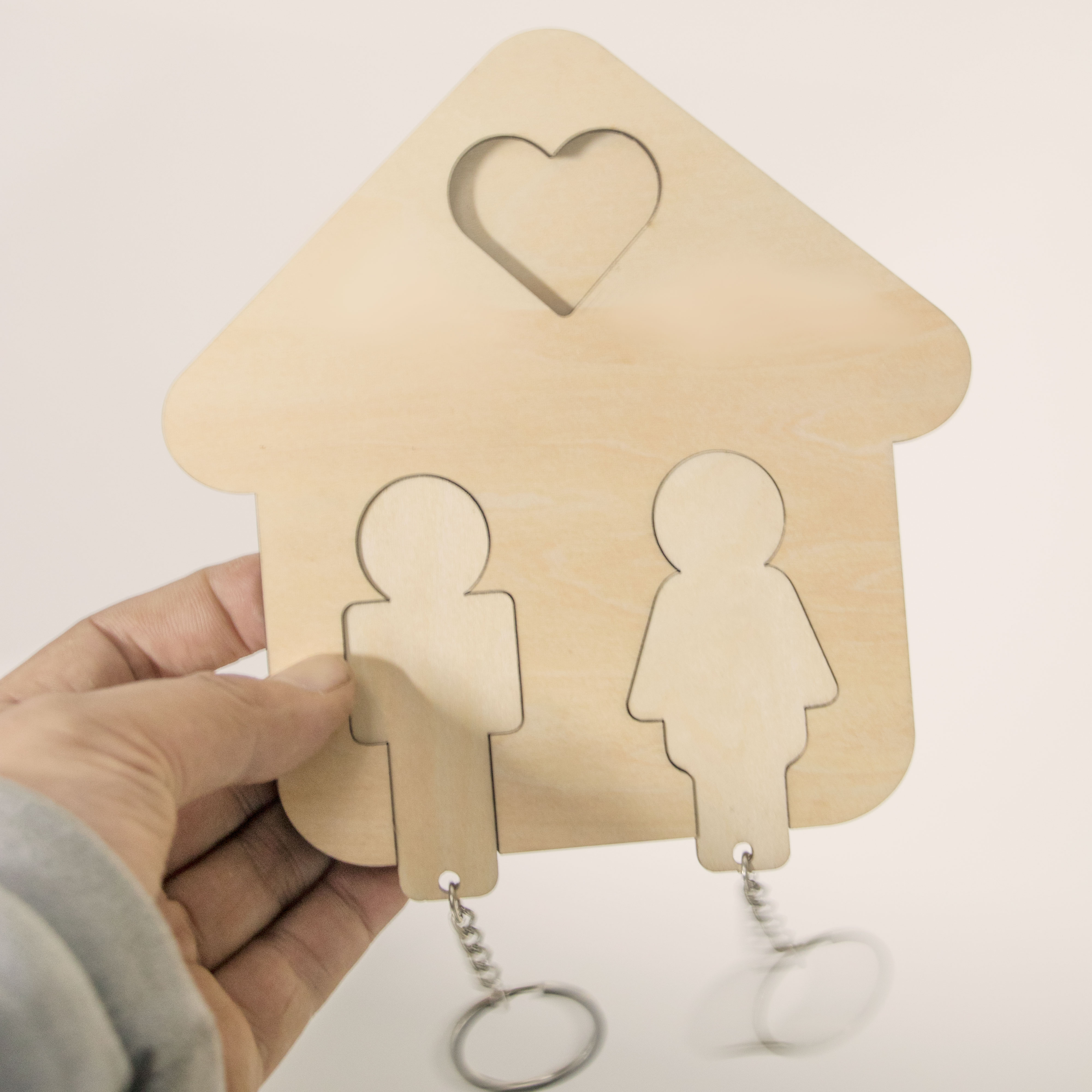 原木色情侣钥匙扣-激光雕刻名字