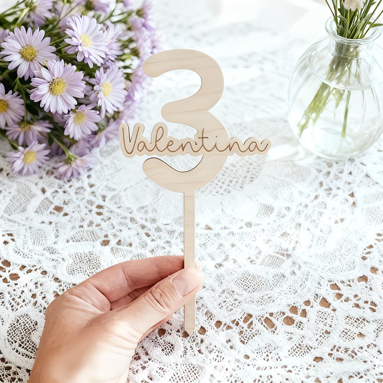 木质生日数字插旗