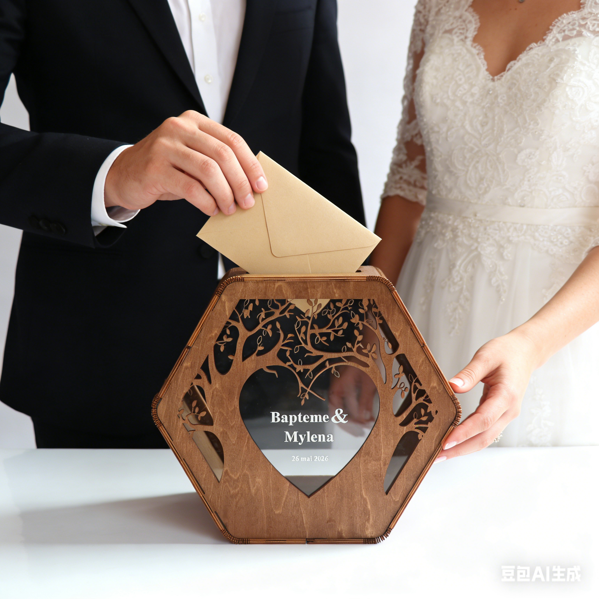 六边形大树造型婚礼卡片盒